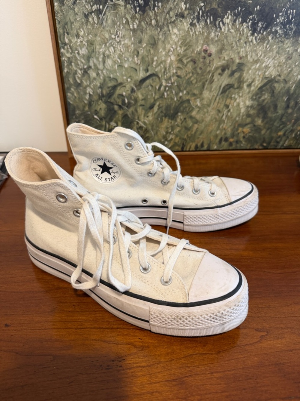 Converse High Top Canvas Sneakers - White with Black Trim